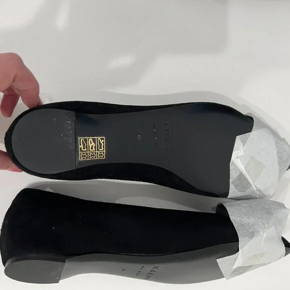 NWOT M.Gemi Pointed Toe Flats with Bow - Black Suede - Size 39 - Picture 3 of 11